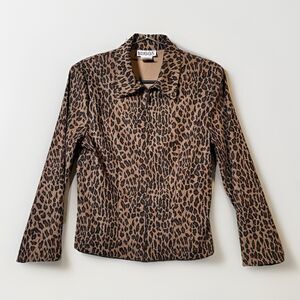 Briggs New York Women Vintage Leopard Print Shirt Blazer Jacket Size 4 Mob Wife